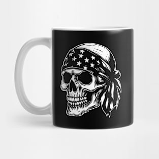 American Skull Horror Stars and Stripes Bandana Flag Mug